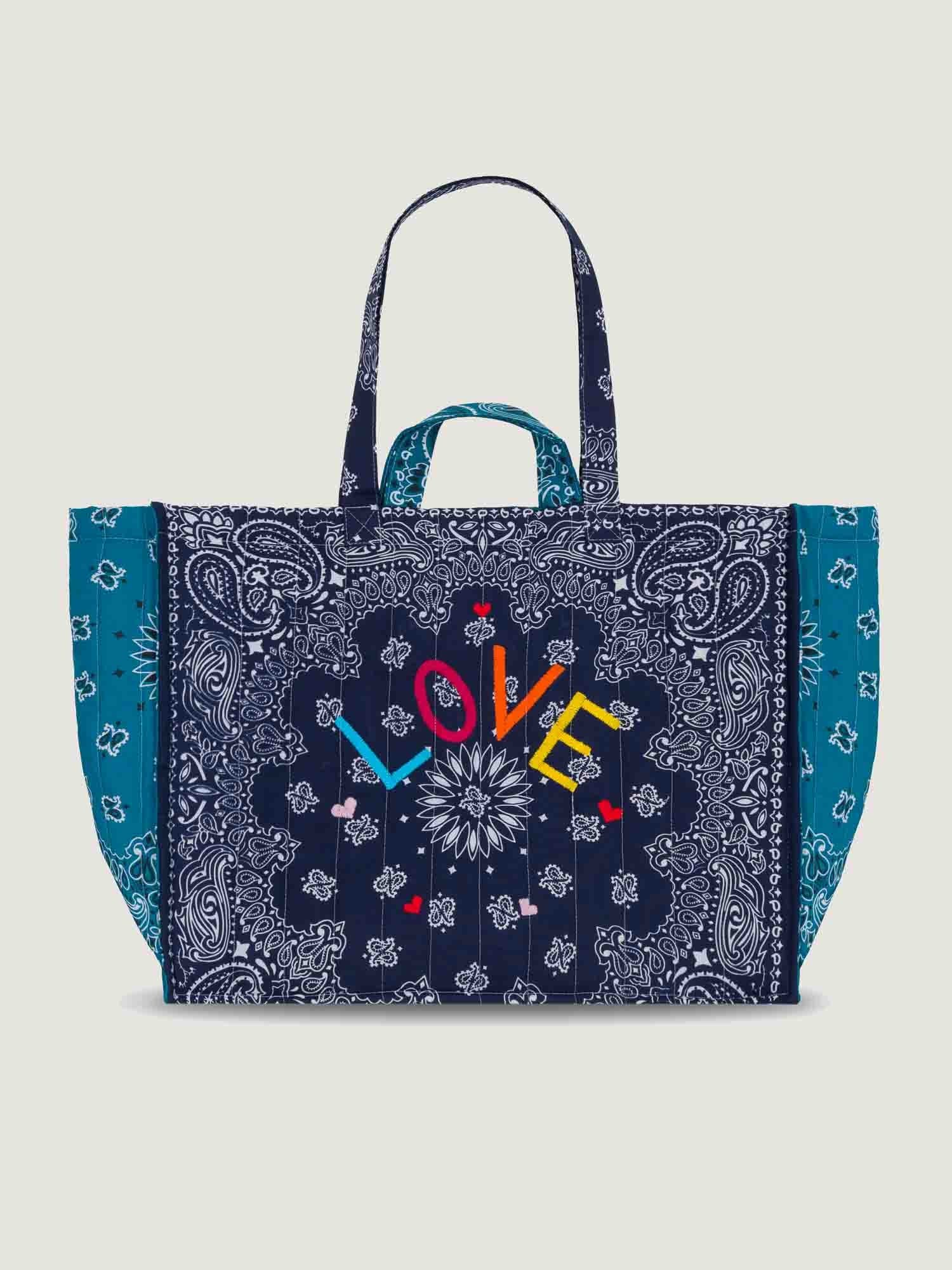 Maxi cabas matelassé"LOVE"navy