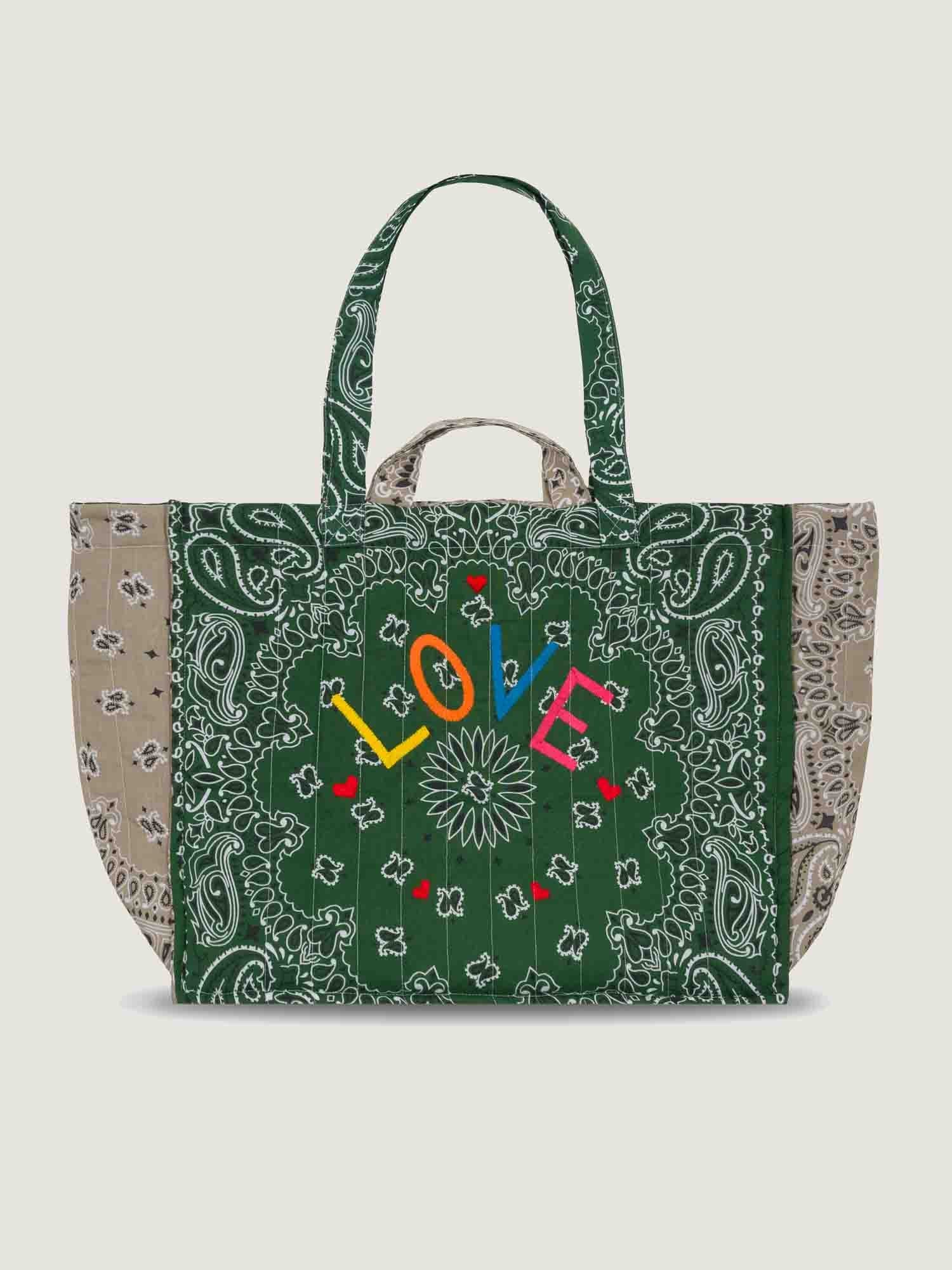 Maxi cabas matelassé"LOVE"green