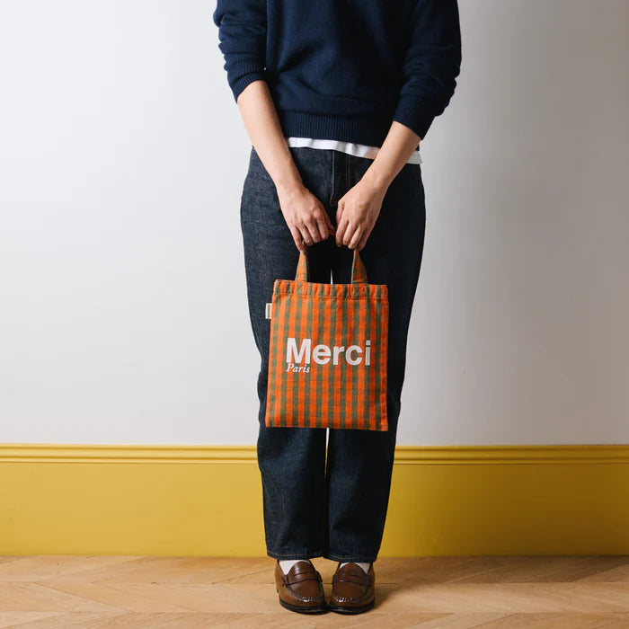 Merci | MERCI TOTE BAG / ORANGE , VERT & CREME – PARISWAVE.COM