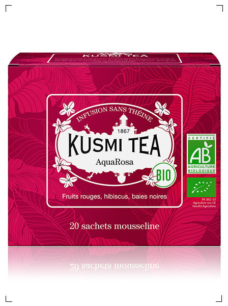 Kusmi Tea AQUAROSA BIO 20 SACHETS MOUSSELINES, アクアローザ ティーバッグ ×20袋 クスミティ