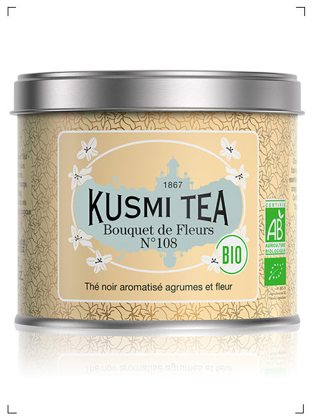 Kusmi Tea BOUQUET DE FLEURS N108 BIO BOITE METAL, ブーケ ド フルール 108番 ビオ 缶入り クスミティ