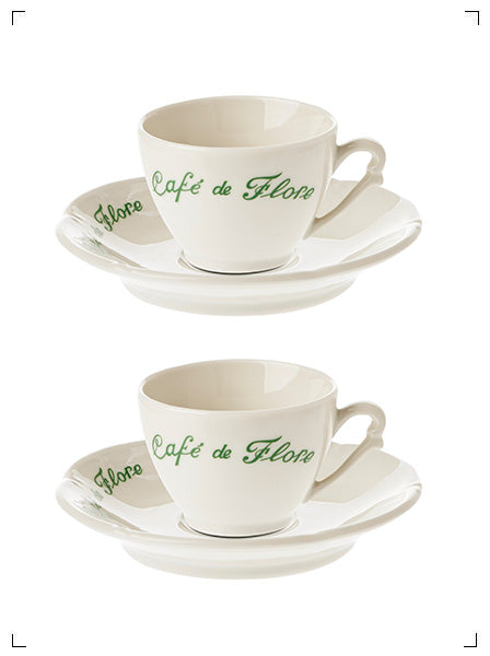 Cafe de Flore 2 TASSES A CAFE ET SOUS TASSE, オリジナル エスプレッソカップ アンド ソーサー 2個セット カフェ ド フロール