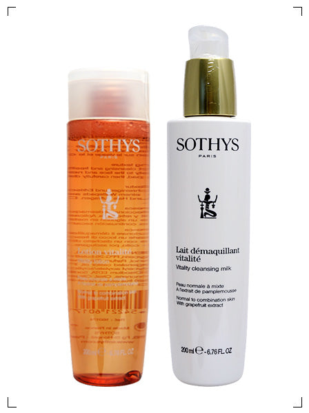 Sothys LAIT DEMAQUILLANT ET LOTION VITTALITE SET, バイタリティー クレンジングミルク&ローション セット ソティス