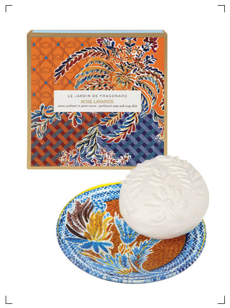 Fragonard LE JARDIN DE FRAGONARD ROSE LAVANDE SAVON & PORTE SAVON, ローズ ラヴァンド ソープ&ソープトレイセット フラゴナール
