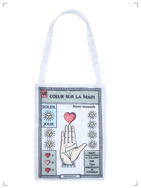 Marin Montagut SAC EN ORGANZA BRIGITTE TANAKA COEUR SUR LA MAIN, ショッピングバッグ ブリジットタナカ コラボ 手の平とハート マラン モンタギュ