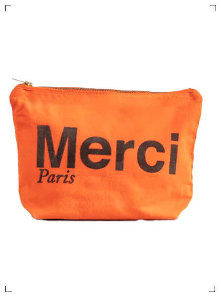 Merci POCHETTE EN COTON / ORANGE & MARRON, コットンポーチ オレンジ マロン メルシー