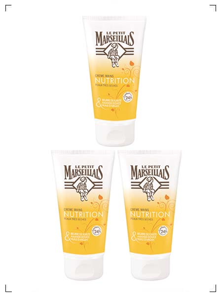 Le Petit Marseillais CREME MAIN NUTRITION PEAUX TRES SECHES, ハンドクリーム 超乾燥肌用 3本セット ル プチ マルセイエ