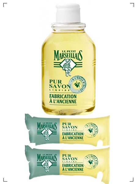 Le Petit Marseillais SAVONS LIQUIDE FABRICATION A L'ANCIENNE AVEC RECHARGE 2PIECES, リキッドソープ & 詰め替え 2個セット ル プチ マルセイエ
