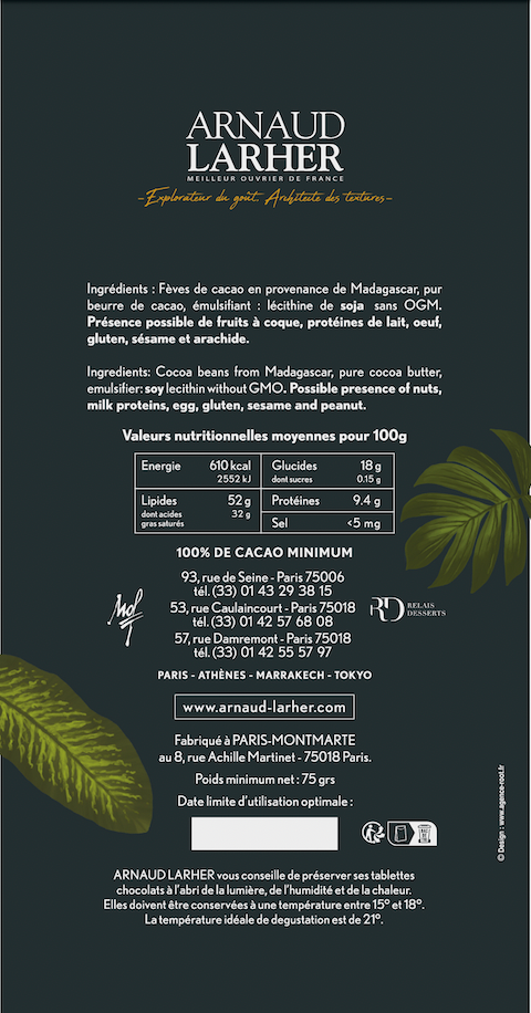 TABLETTE CHOCOLAT 100%