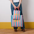MERCI - TOTE BAG EN COTON RAYÉ - ROSE & BLEU
