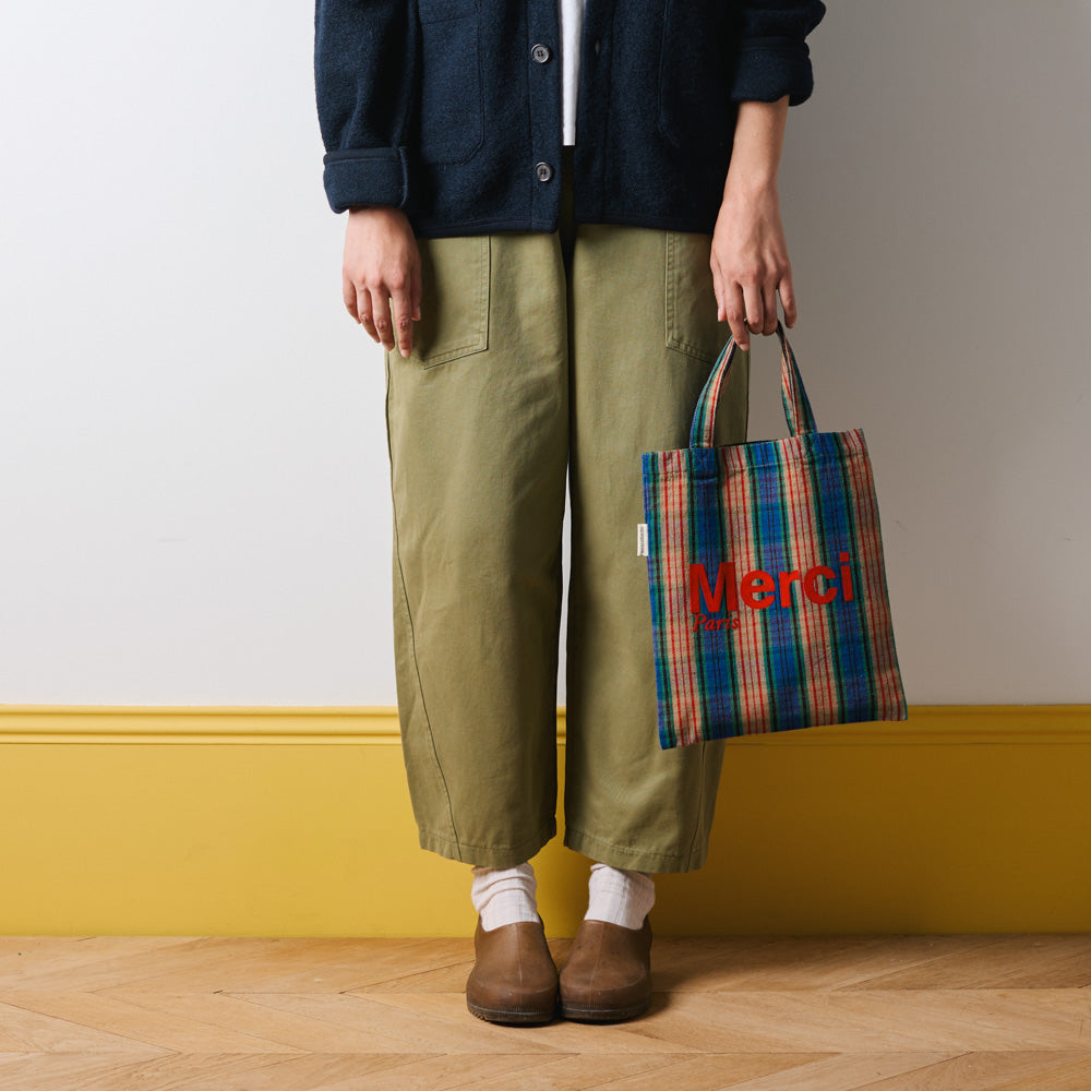 MERCI - TOTE BAG EN COTON - VIOLET, ORANGE & ROUGE