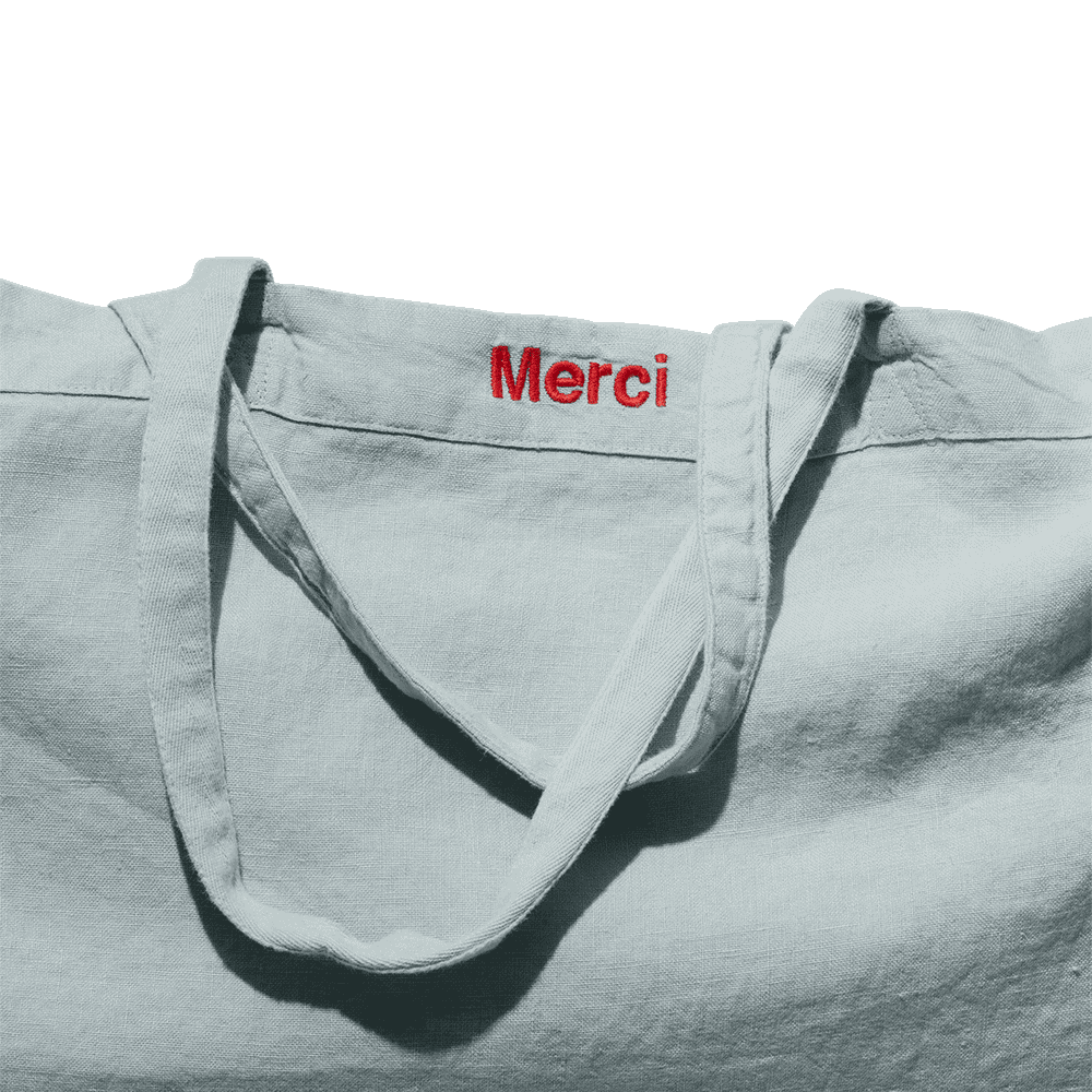 CABAS EN LIN LAVÉ MERCI - GRIS VÉSUVE