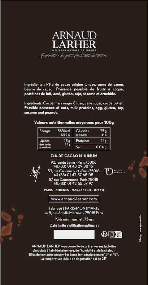 TABLETTE CHOCOLAT NOIR CHUAO