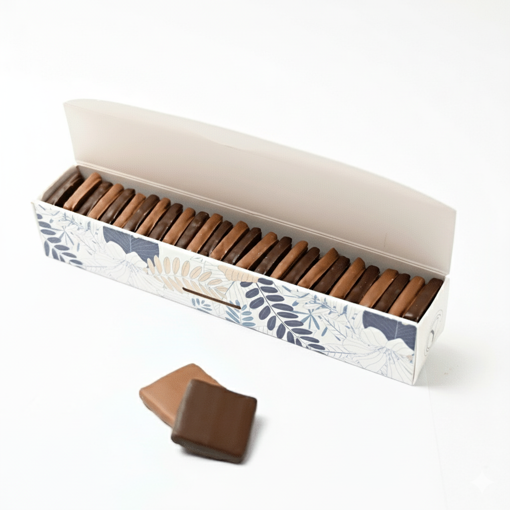 Biscuits craquants enrobés – assortiment chocolat noir et lait