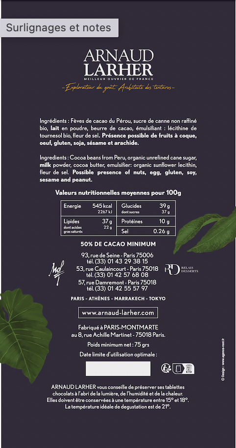 TABLETTE LAIT 50%