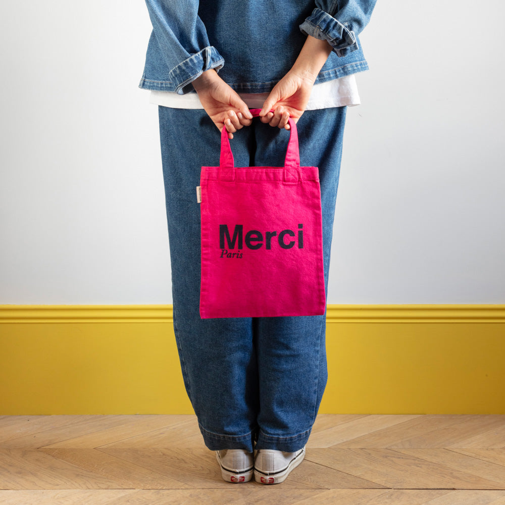 MERCI - TOTE BAG EN COTON - ROSE & MARINE
