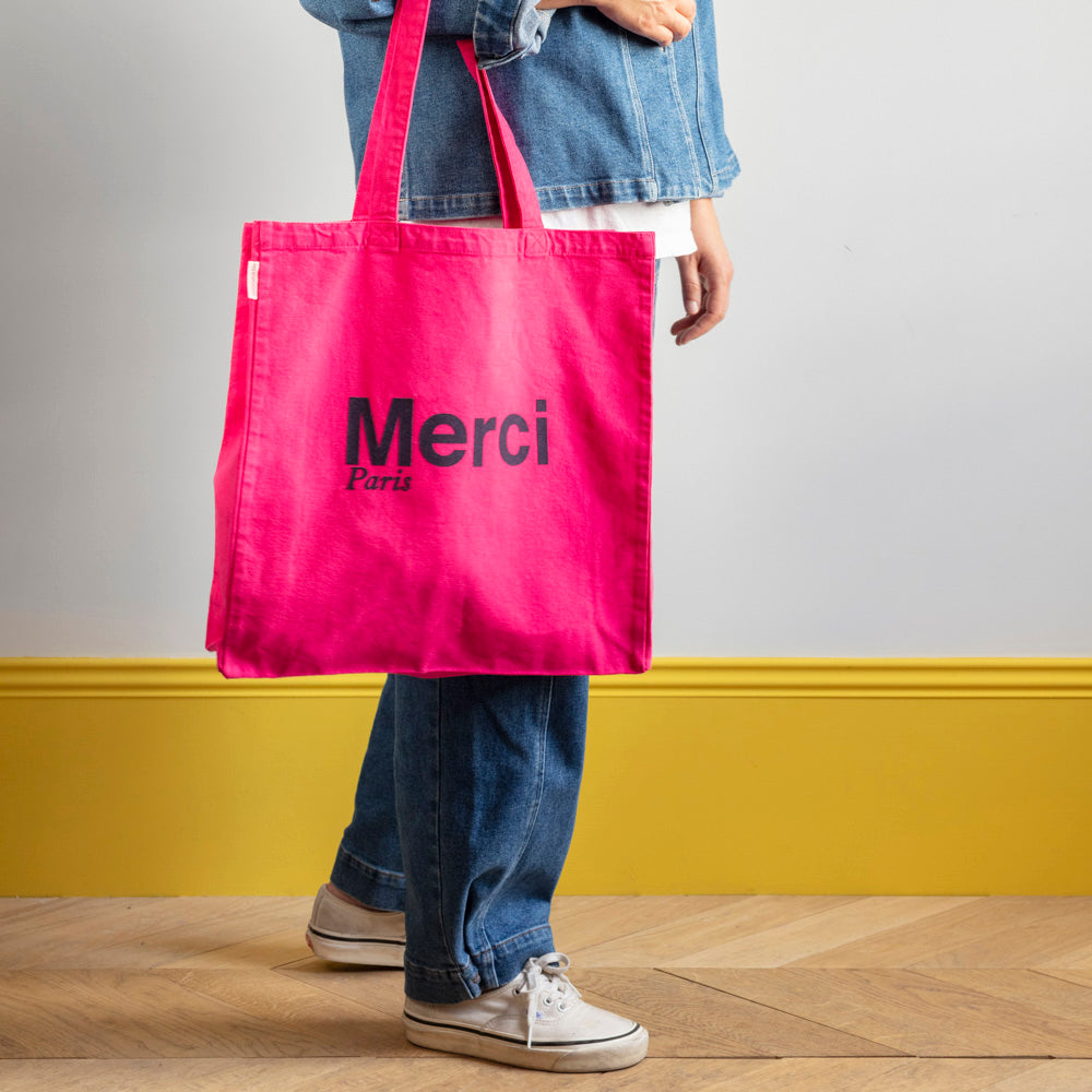 MERCI - TOTE BAG EN COTON - ROSE & MARINE