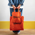 MERCI TOTE BAG / ORANGE & MARRON
