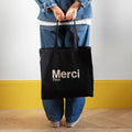 MERCI TOTE BAG / NOIR & CREME
