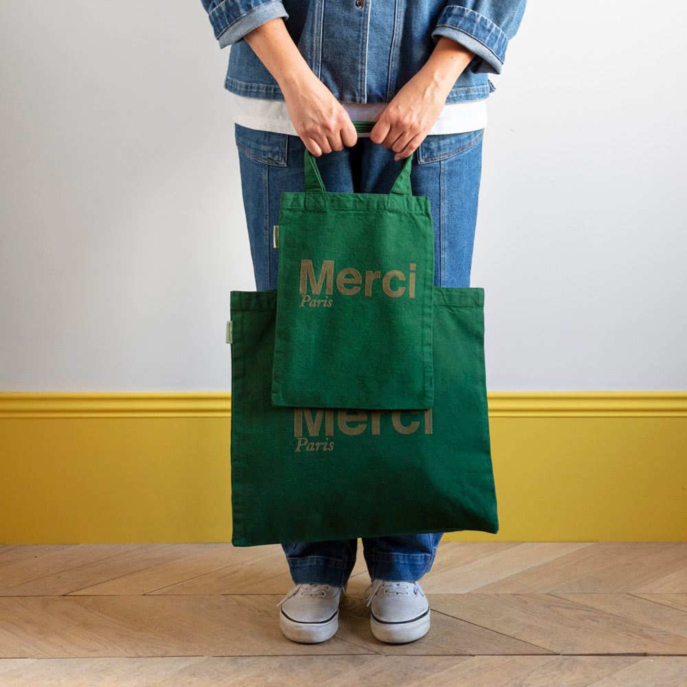 MERCI - TOTE BAG EN COTON - VERT