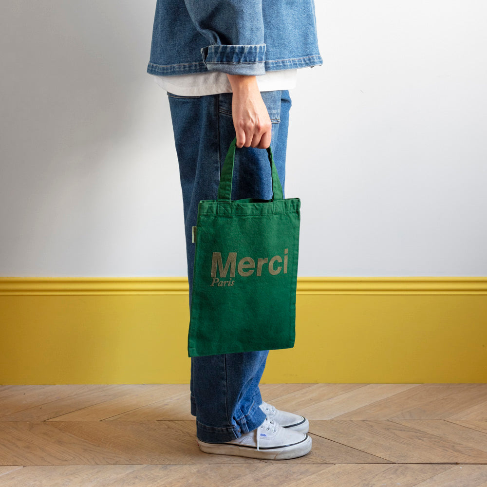 MERCI - TOTE BAG EN COTON - VERT