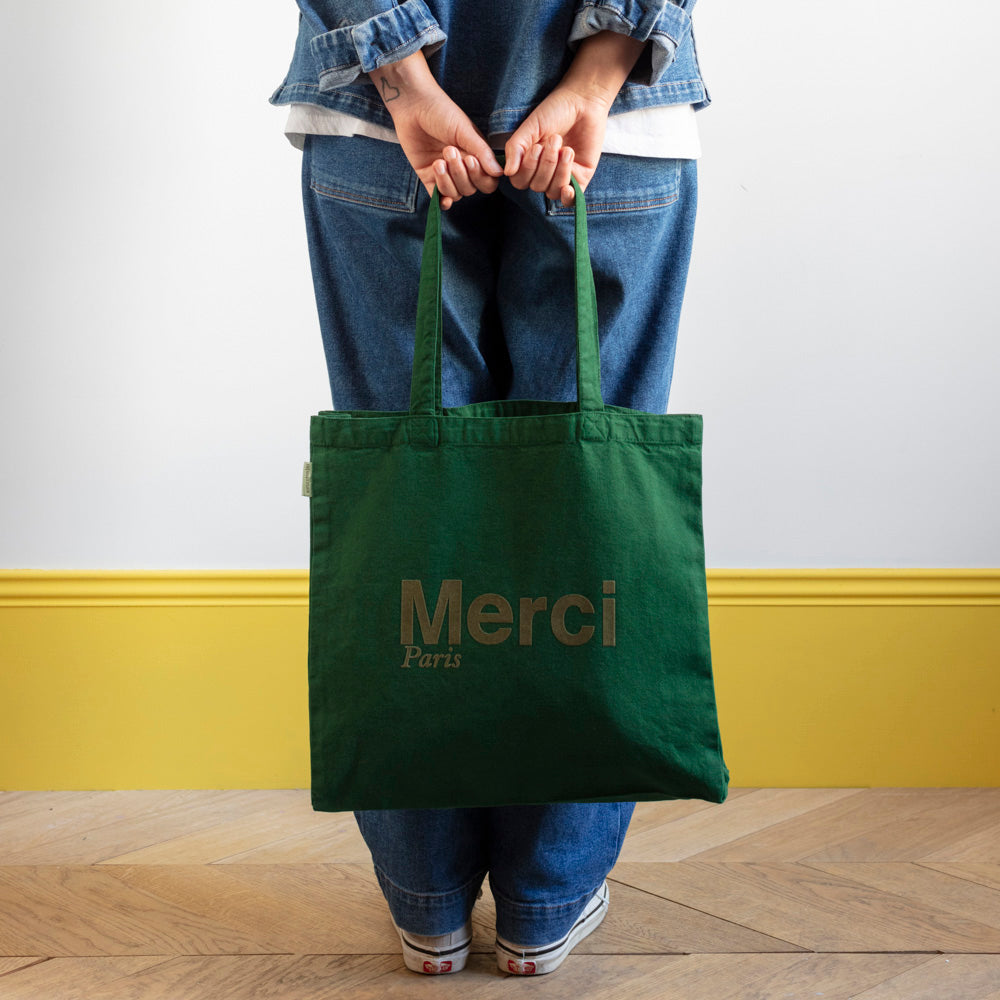 MERCI - TOTE BAG EN COTON - VERT