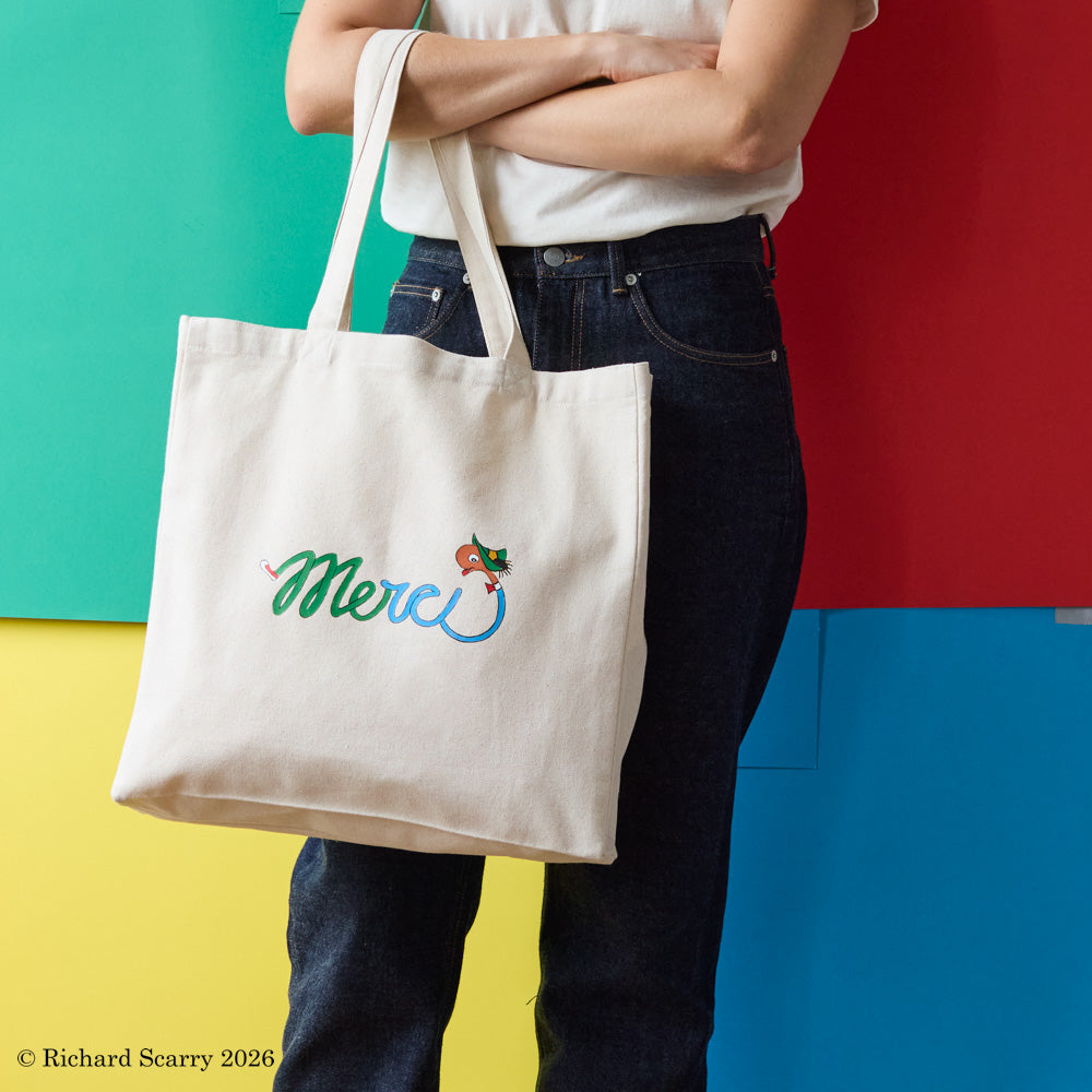 MERCI X RICHARD SCARRY - TOTE BAG EN COTON - MERCI LOWLY WORM