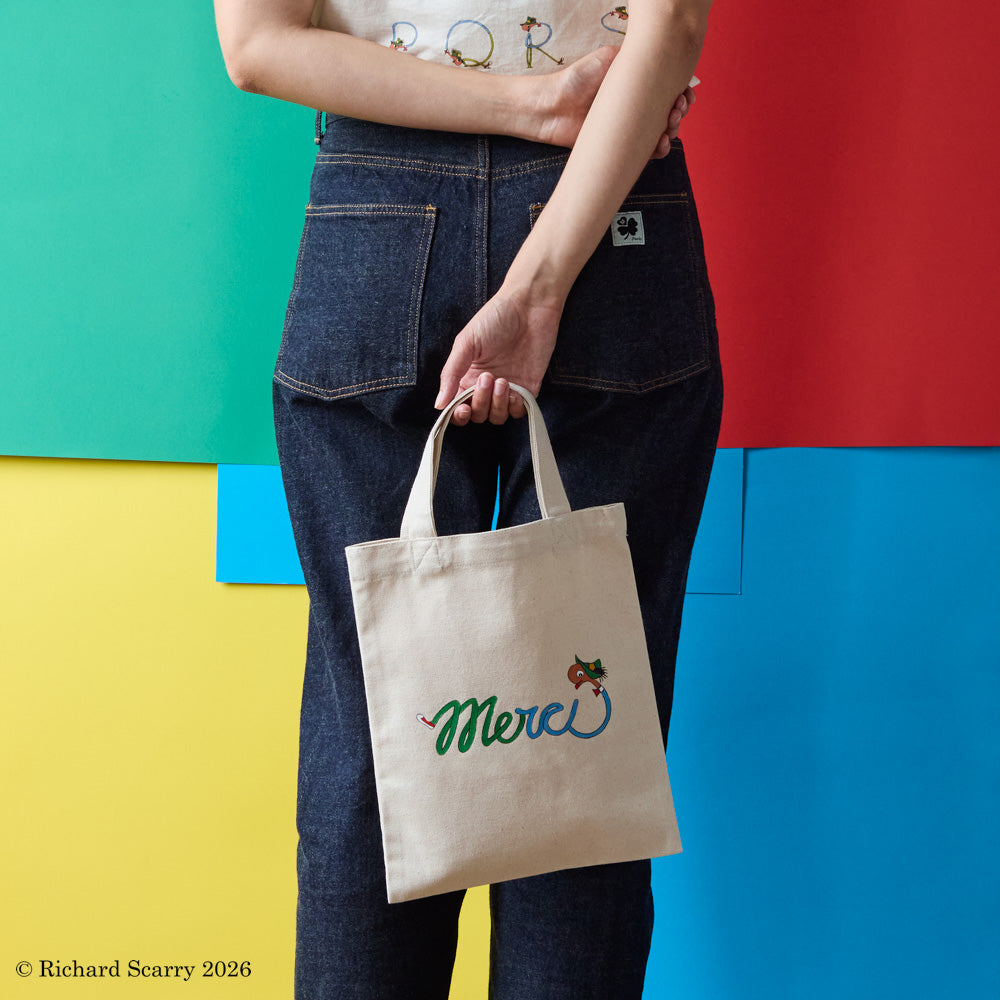 MERCI X RICHARD SCARRY - TOTE BAG EN COTON - MERCI LOWLY WORM