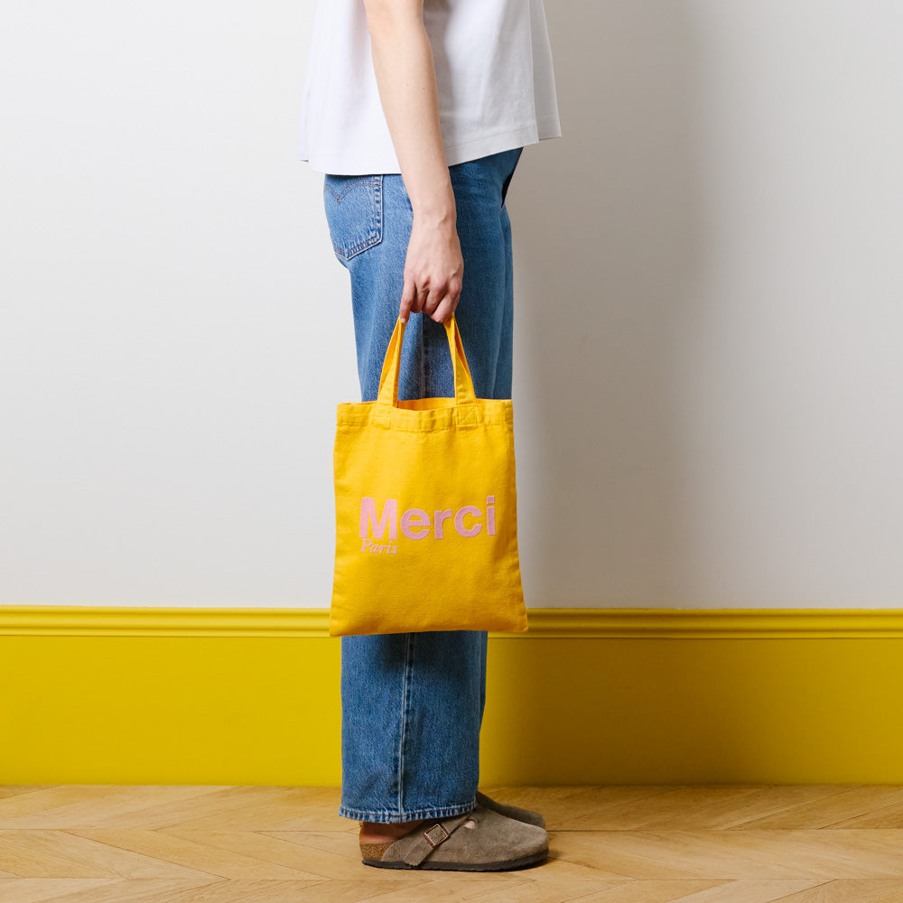 MERCI - TOTE BAG EN COTON - OCHRE & ROSE