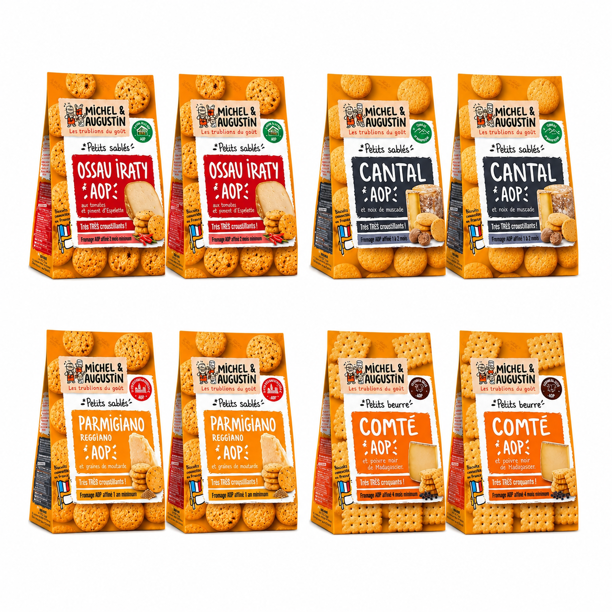 Assortiment de sablés et biscuits au fromage  4 variétés, 8 sachets