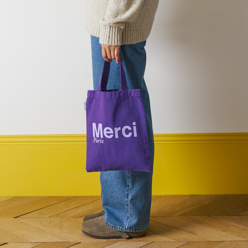 MERCI - TOTE BAG EN COTON - VIOLET & LILA