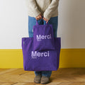 MERCI - TOTE BAG EN COTON - VIOLET & LILA