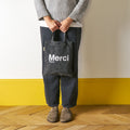 MERCI - TOTE BAG EN COTON MARBLE - NOIR & BLANC