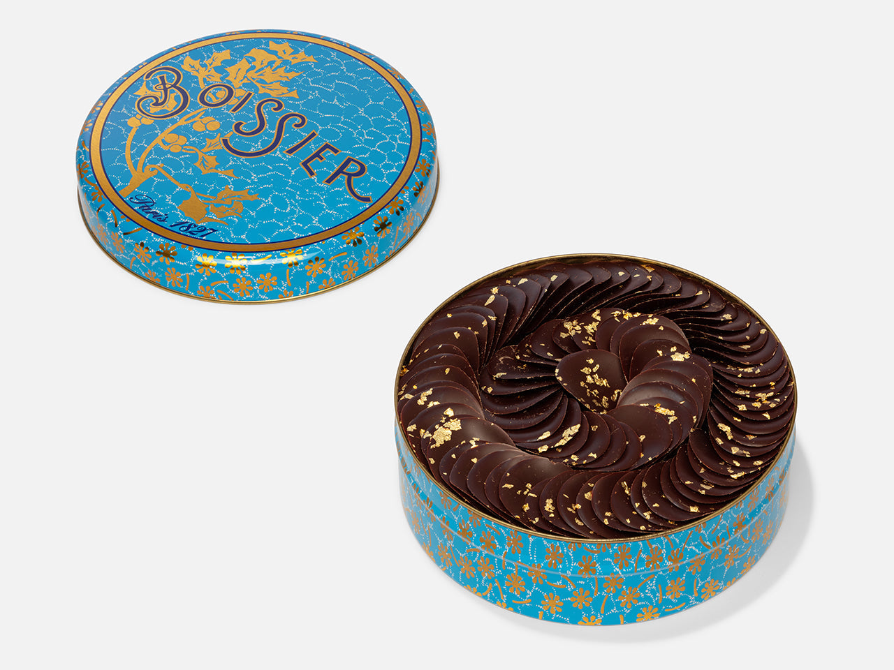 PÉTALES DE CHOCOLAT NOIR PAILLETÉS OR