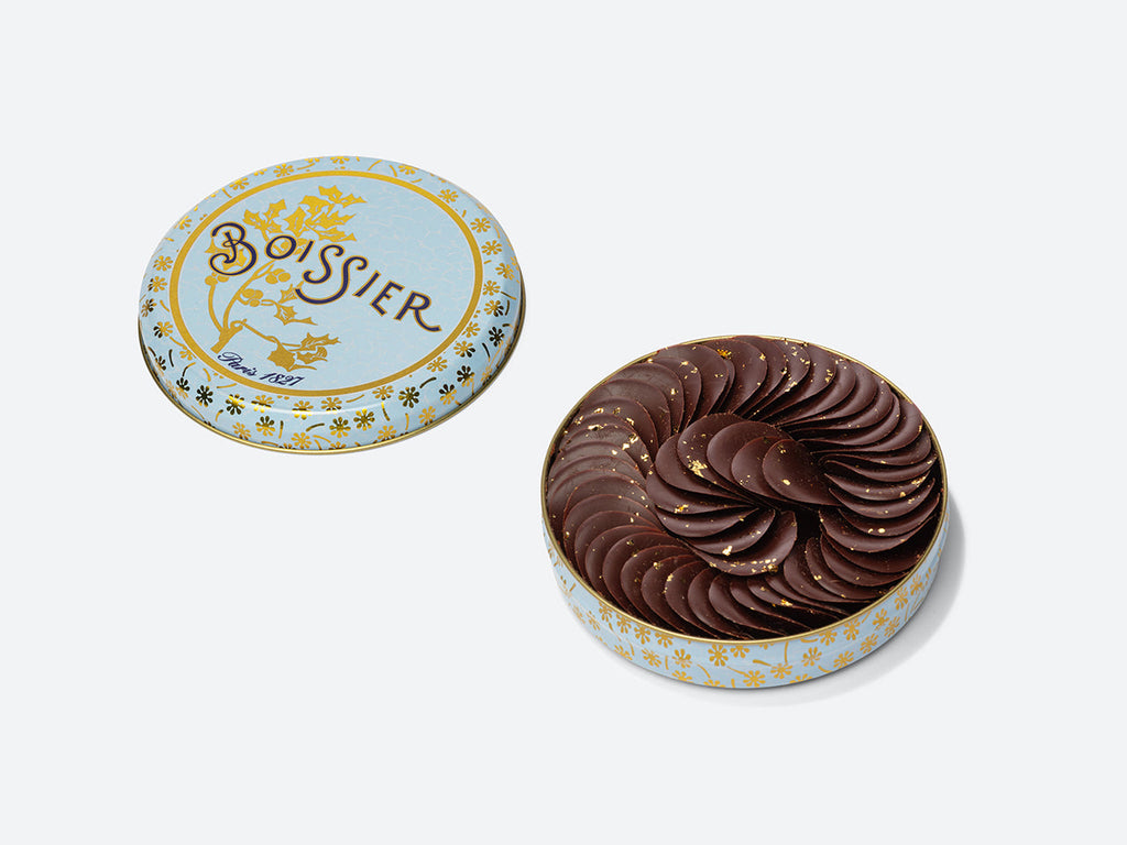 PÉTALES DE CHOCOLAT NOIR PAILLETÉS OR
