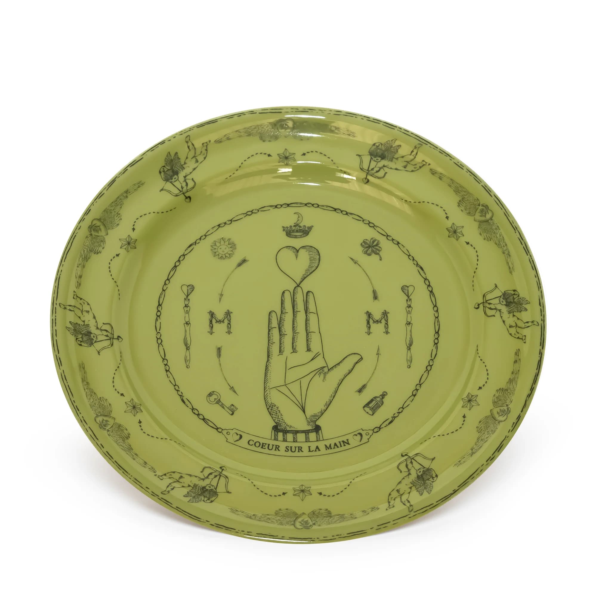 Petite Assiette Parlante COEUR SUR LA MAIN VERT