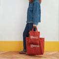 MERCI TOTE BAG / TERRACOTTA & BLANC