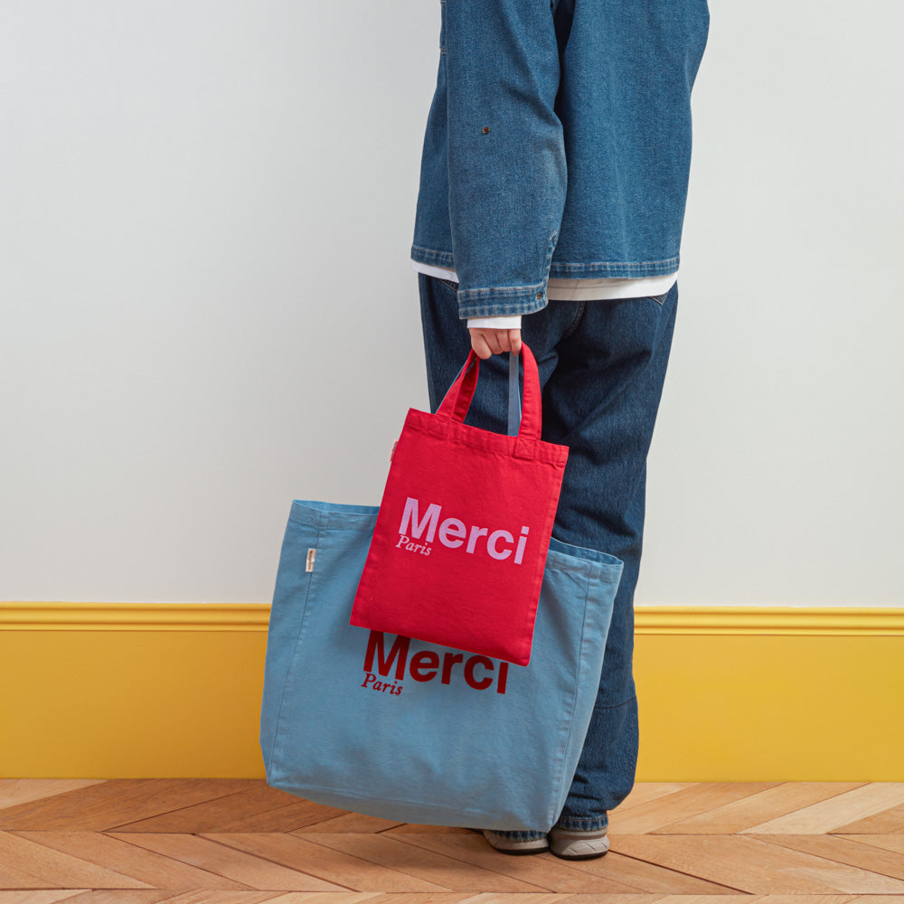 MERCI - TOTE BAG EN COTON - ROUGE & VIOLET