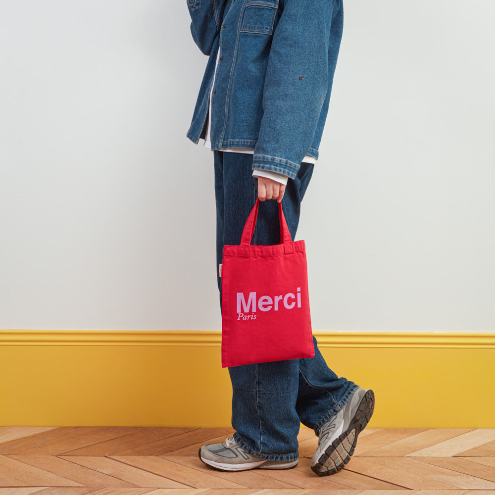 MERCI - TOTE BAG EN COTON - ROUGE & VIOLET