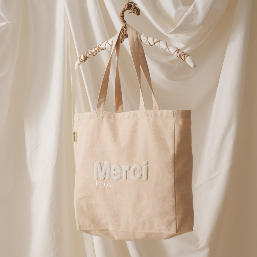 MERCI - TOTE BAG EN COTON - BLANC