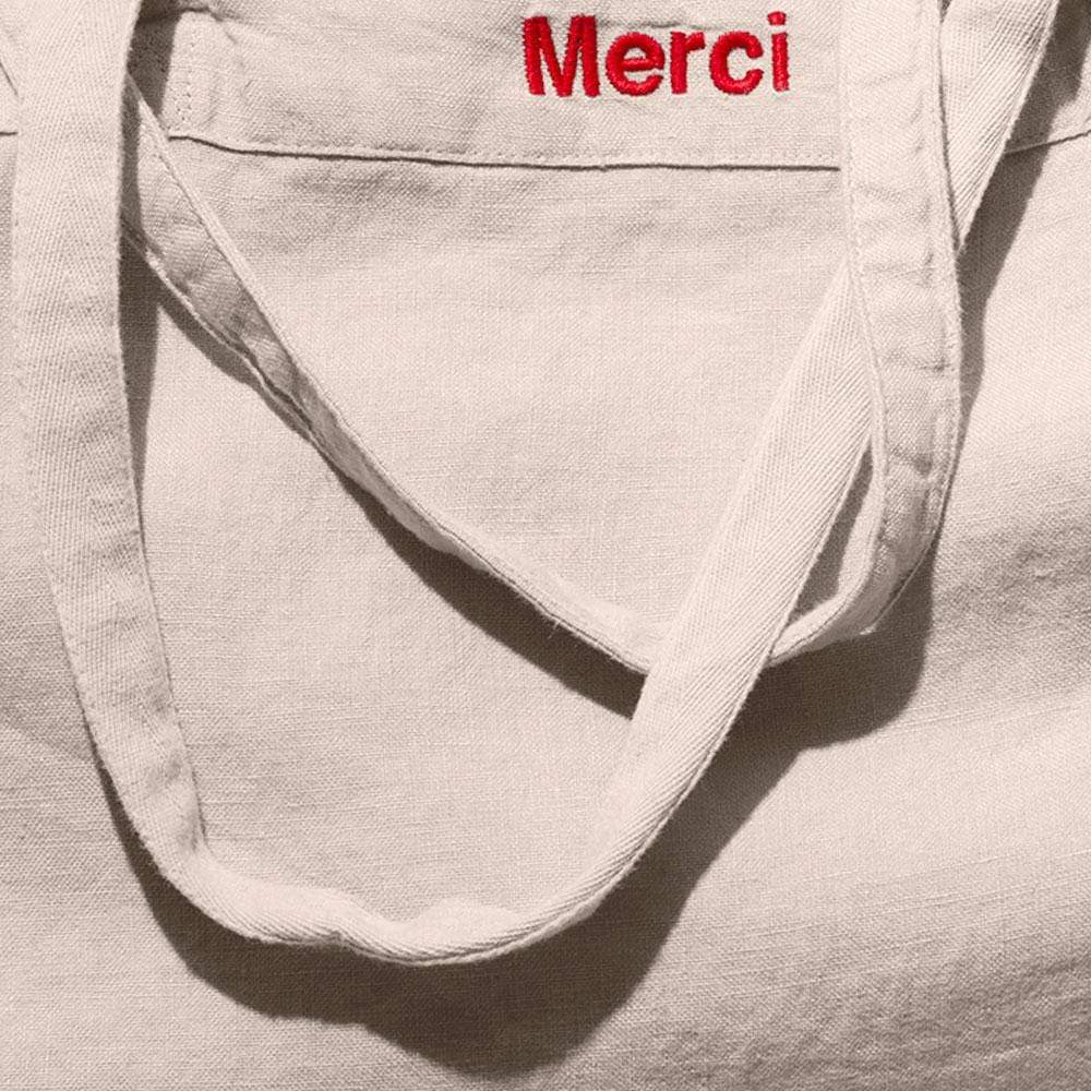 CABAS EN LIN LAVÉ MERCI - PIERRE