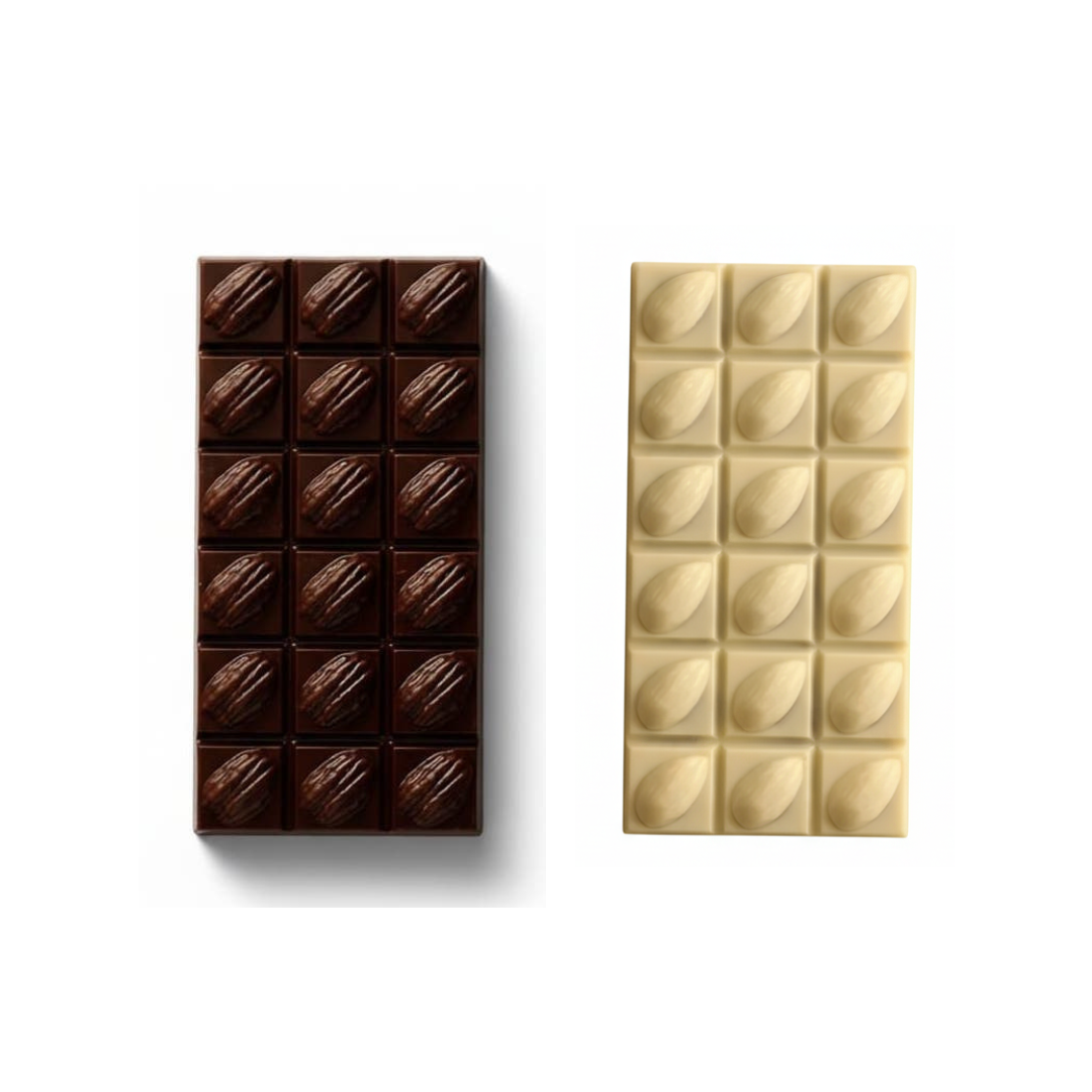 Dark chocolate pecan & White chocolate almond tablet 