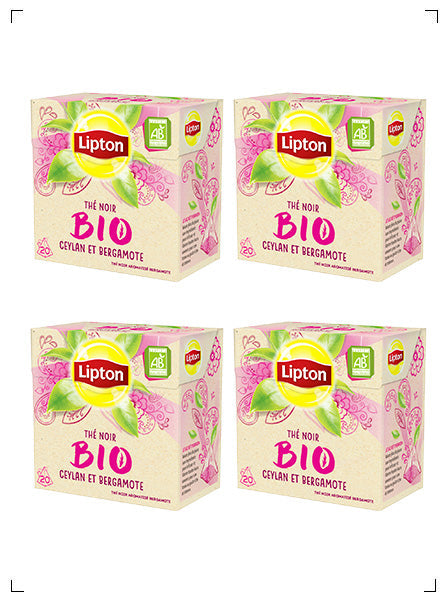 Lipton THE NOIR BIO CEYLAN ET BERGAMOTE, オーガニック セイロン＆ベルガモットティー 4箱セット リプトン