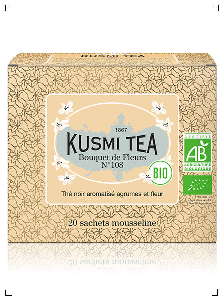 Kusmi Tea BOUQUET DE FLEURS N108 BIO 20 SACHETS MOUSSELINES, ブーケ ド フルール 108番 ティーバッグ ×20袋 クスミティ