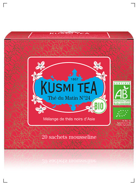 Kusmi Tea THE DU MATIN N24 BIO 20 SACHETS MOUSSELINES, テ デュ マタン 朝の紅茶 24番 ティーバッグ ×20袋 クスミティ