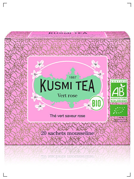 Kusmi Tea THE VERT ROSE BIO 20 SACHETS MOUSSELINES, テ ヴェール ローズ ティーバッグ ×20袋 クスミティ