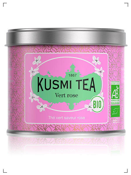 Kusmi Tea THE VERT ROSE BIO BOITE METAL, テ ヴェール ローズ 缶入り クスミティ