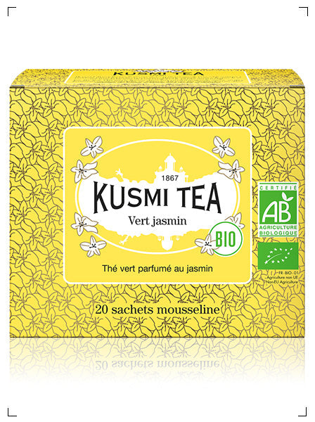 Kusmi Tea THE VERT JASMIN BIO 20 SACHETS MOUSSELINES, テ ヴェール ジャスマン ティーバッグ ×20袋 クスミティ
