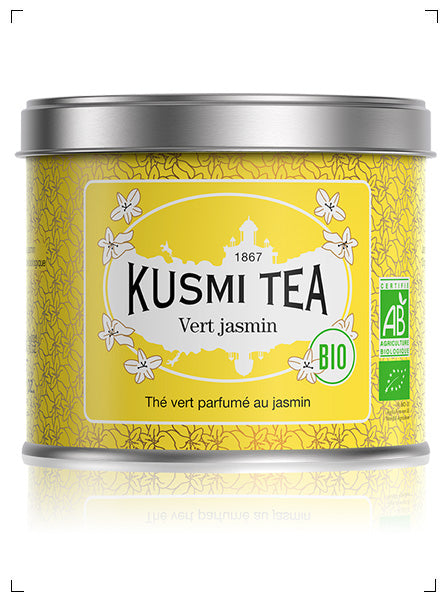 Kusmi Tea THE VERT JASMIN BIO BOITE METAL, テ ヴェール ジャスマン 缶入り クスミティ