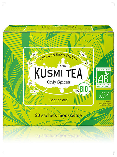 Kusmi Tea ONLY SPICES BIO 20 SACHETS MOUSSELINES, オンリースパイス ティーバッグ ×20袋 クスミティ